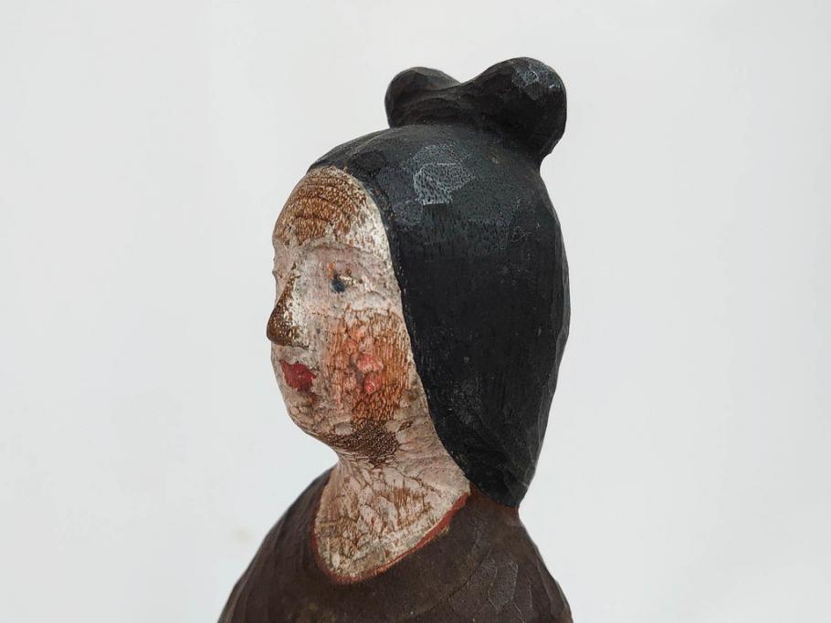 珍品　希少　彫刻家 今戸精司作　天平美人　高さ 約36.5cm　嫋やかな佇まいの木彫人形(女性像、木製、彫刻、オブジェ、置物)(R-081671)　