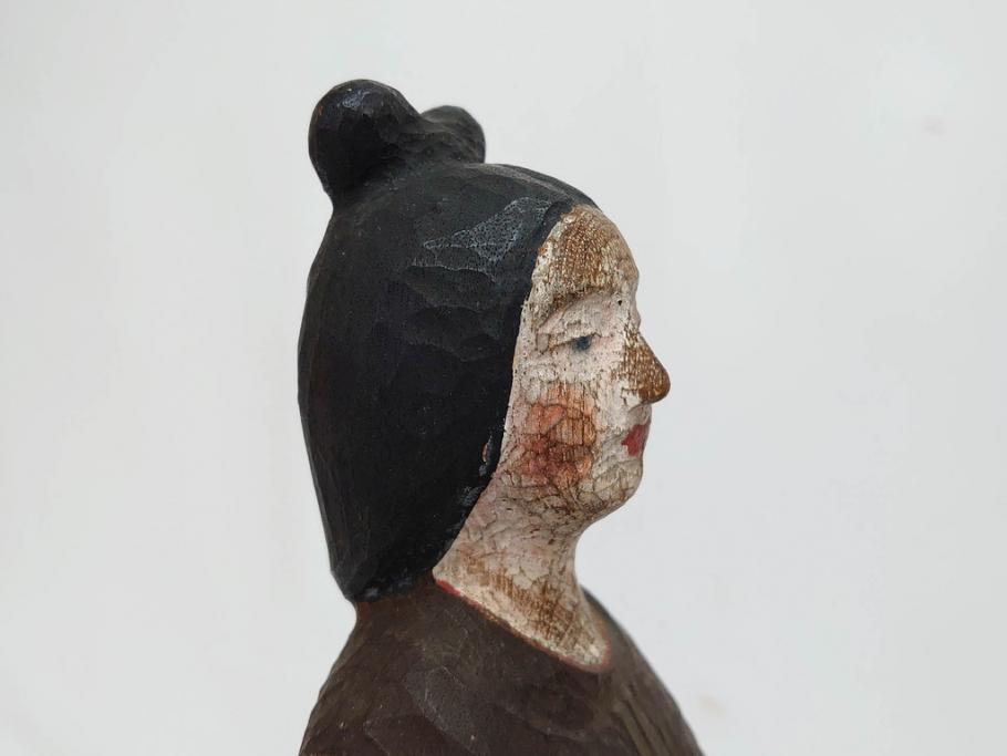 珍品　希少　彫刻家 今戸精司作　天平美人　高さ 約36.5cm　嫋やかな佇まいの木彫人形(女性像、木製、彫刻、オブジェ、置物)(R-081671)　