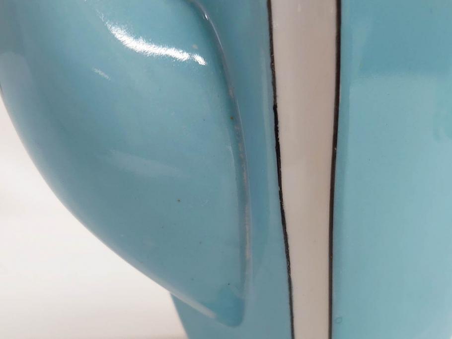 明治期　オールドノリタケ　NORITAKE　アールデコ　輸出向け　爽やかな水色が目を引くティーセット(ティーポット、シュガーポット、C&S6客、ティーカップ&ソーサー、洋食器)(R-081672)　