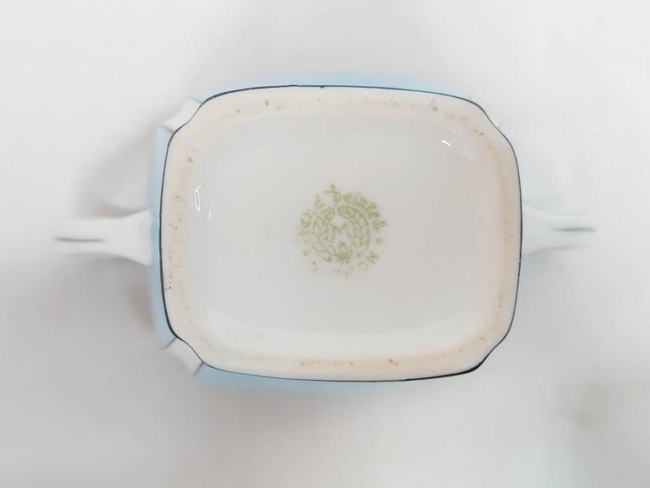 明治期　オールドノリタケ　NORITAKE　アールデコ　輸出向け　爽やかな水色が目を引くティーセット(ティーポット、シュガーポット、C&S6客、ティーカップ&ソーサー、洋食器)(R-081672)　