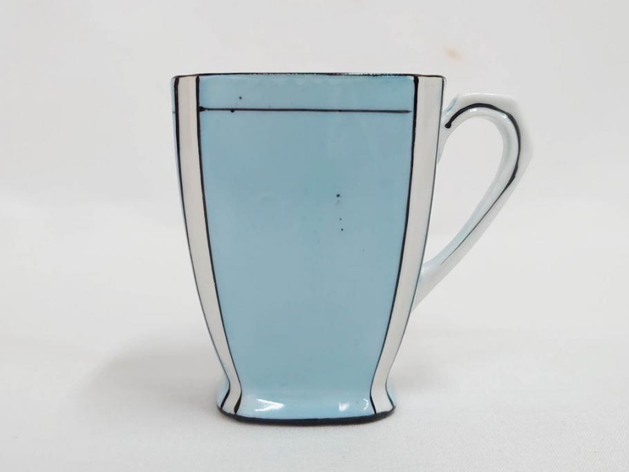 明治期　オールドノリタケ　NORITAKE　アールデコ　輸出向け　爽やかな水色が目を引くティーセット(ティーポット、シュガーポット、C&S6客、ティーカップ&ソーサー、洋食器)(R-081672)　