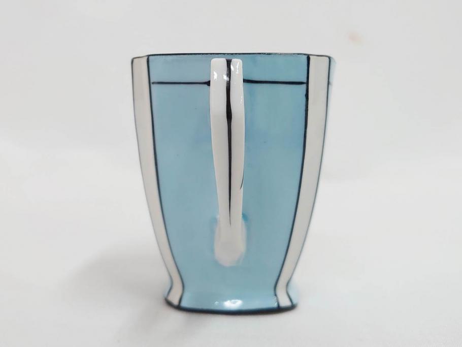 明治期　オールドノリタケ　NORITAKE　アールデコ　輸出向け　爽やかな水色が目を引くティーセット(ティーポット、シュガーポット、C&S6客、ティーカップ&ソーサー、洋食器)(R-081672)　