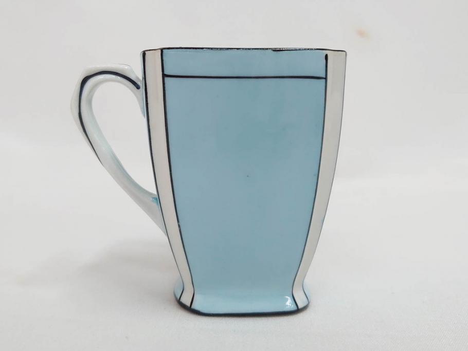 明治期　オールドノリタケ　NORITAKE　アールデコ　輸出向け　爽やかな水色が目を引くティーセット(ティーポット、シュガーポット、C&S6客、ティーカップ&ソーサー、洋食器)(R-081672)　