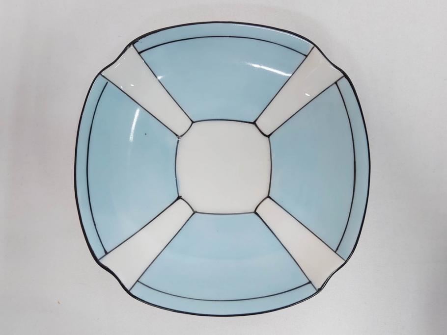 明治期　オールドノリタケ　NORITAKE　アールデコ　輸出向け　爽やかな水色が目を引くティーセット(ティーポット、シュガーポット、C&S6客、ティーカップ&ソーサー、洋食器)(R-081672)　