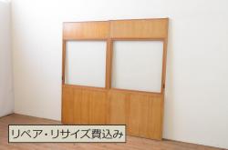 アンティーク建具　両面ガラス　お洒落な雰囲気を演出する書院戸4枚セット(引き戸、ガラス戸、窓)(R-072948)