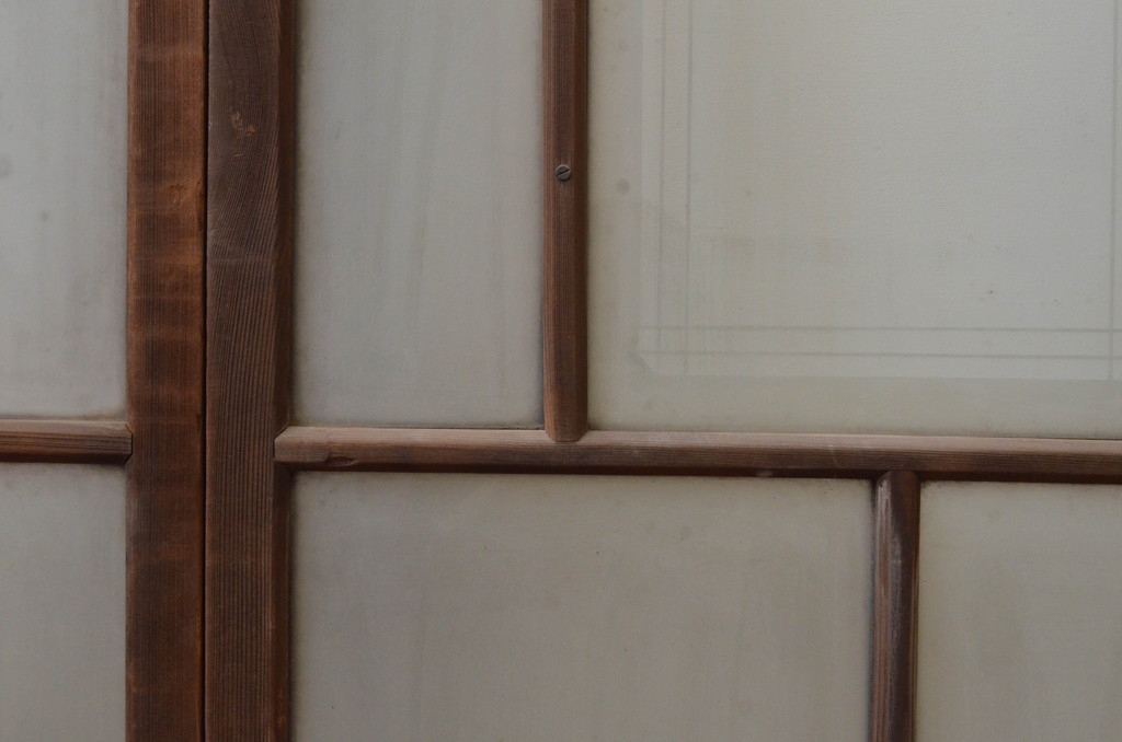 アンティーク建具　大正ロマンスタイルのお部屋作りにおすすめな幅狭ガラス戸4枚セット(引き戸)(R-067186)