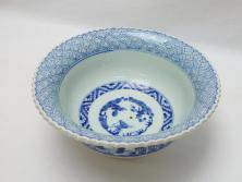 江戸期　古伊万里　染付　富貴長春　約21.5cm　7.1寸　牡丹蛸唐草文　細やかで力強く描かれた文様が魅力的な長皿(七寸一分、和食器、和皿)(R-077134)