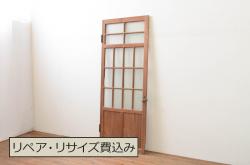 ビンテージ建具　躍動感あふれる鶴と松が目を惹く彫刻欄間2枚セット(明かり取り、明り取り、ヴィンテージ)(R-073598)