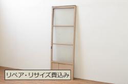 アンティーク建具　大正ロマンの雰囲気香る左右合わせのガラス窓1対(一対、2枚セット、引き戸、ガラス戸)(R-066000)