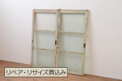 アンティーク建具　上げ下げ小窓付きガラス窓1枚(引き戸、ガラス戸)(R-071395)