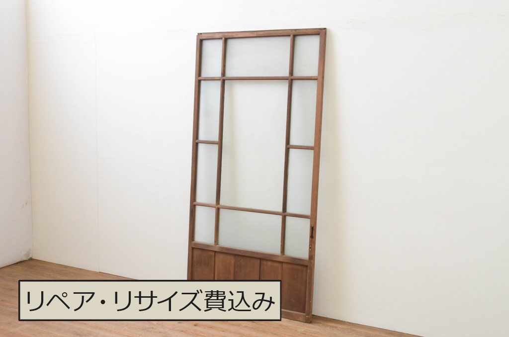 アンティーク建具　大正ロマンの雰囲気が漂うデザインが魅力のガラス戸1枚(引き戸)(R‐067171)