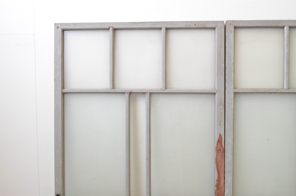 アンティーク建具　大正ロマン　ノスタルジックな雰囲気漂うガラス戸3枚セット(引き戸)(R-067194)