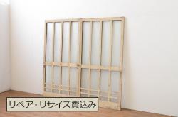 ラフジュ工房オリジナル 杉材 大正ロマン ノスタルジックな雰囲気づくりに活躍するガラス戸4枚セット(色ガラスもお入れできます)(引き戸、建具)(R-057364)