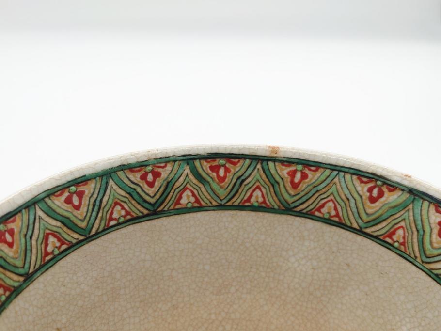 野々村仁清作 京焼 色絵 金彩 松竹梅文 人物 3.6寸 約11cm 抹茶