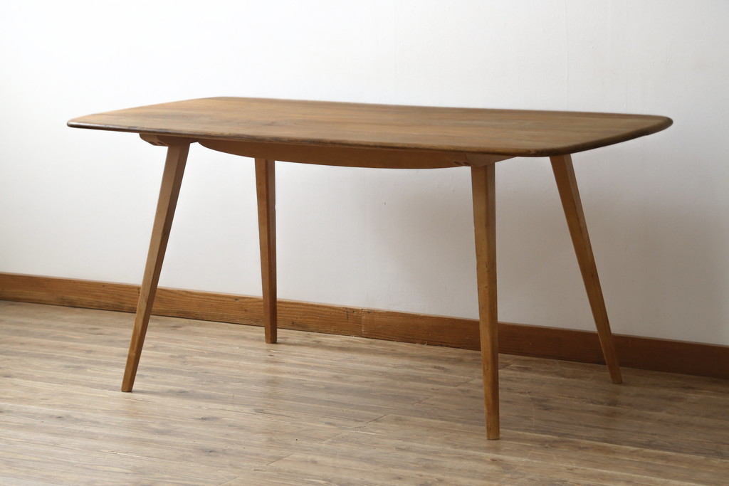 イギリスビンテージ　ERCOL(アーコール)　Windsor(ウィンザー)シリーズ　シンプルで洗練されたデザインの北欧風ダイニングテーブル(4人掛け、6人掛け、食卓、ヴィンテージ、英国)(R-082219)