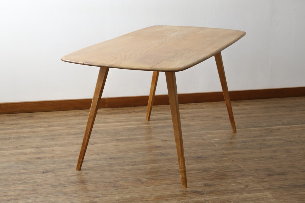 イギリスビンテージ　ERCOL(アーコール)　Windsor(ウィンザー)シリーズ　シンプルで洗練されたデザインの北欧風ダイニングテーブル(4人掛け、6人掛け、食卓、ヴィンテージ、英国)(R-082219)