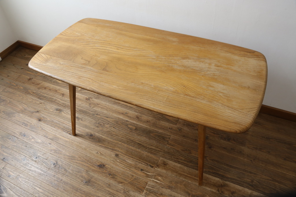 イギリスビンテージ　ERCOL(アーコール)　Windsor(ウィンザー)シリーズ　シンプルで洗練されたデザインの北欧風ダイニングテーブル(4人掛け、6人掛け、食卓、ヴィンテージ、英国)(R-082219)