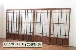 アンティーク建具　大正ロマン　ノスタルジックな雰囲気漂うガラス戸3枚セット(引き戸)(R-067194)