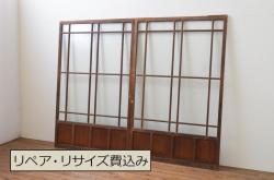 アンティーク建具　上手物!!　背も高い!!　北陸産　総欅(ケヤキ)材　和の空間を高める格子蔵戸1枚(格子戸、引き戸、玄関戸)(R-079632)