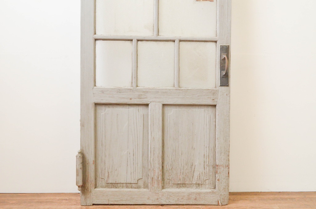 アンティーク建具　ペイント仕上げ限定　大正ロマン　古い洋館で使われいた背の高いドア1枚(扉、ガラスドア)(R-066756)