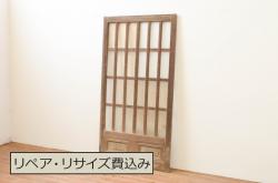 アンティーク建具　昭和初期　レトロスタイルにおすすめのガラス障子戸2枚セット(腰付障子、腰高障子、建具、引き戸)(R-043867)