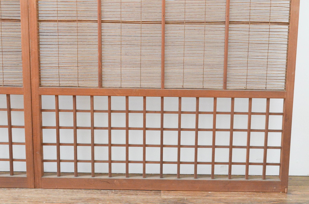 アンティーク建具　涼しげな和の空間作りにおすすめの夏戸4枚セット(簾戸、簀戸、葭戸、夏障子、葦戸)(R-066760)