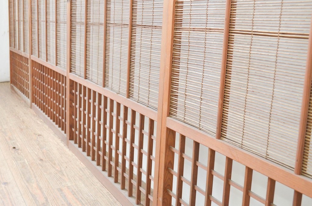 アンティーク建具　涼しげな和の空間作りにおすすめの夏戸4枚セット(簾戸、簀戸、葭戸、夏障子、葦戸)(R-066760)