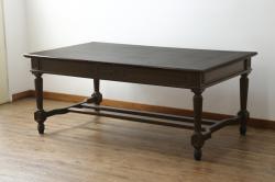 和製アンティーク　ナラ材　豪華なデザインの大正ロマンな雰囲気漂うダイニングテーブル(4人掛け、6人掛け、作業台)(R-060443)