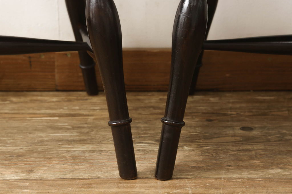 中古　松本民芸家具　#49型A　背もたれの美しいデザインが印象的なワイコムチェア2脚セット(ダイニングチェア、椅子、板座チェア)(R-059792)
