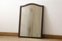 中古　北海道民芸家具　シックな木製フレームのミラー(鏡)(R-059781)