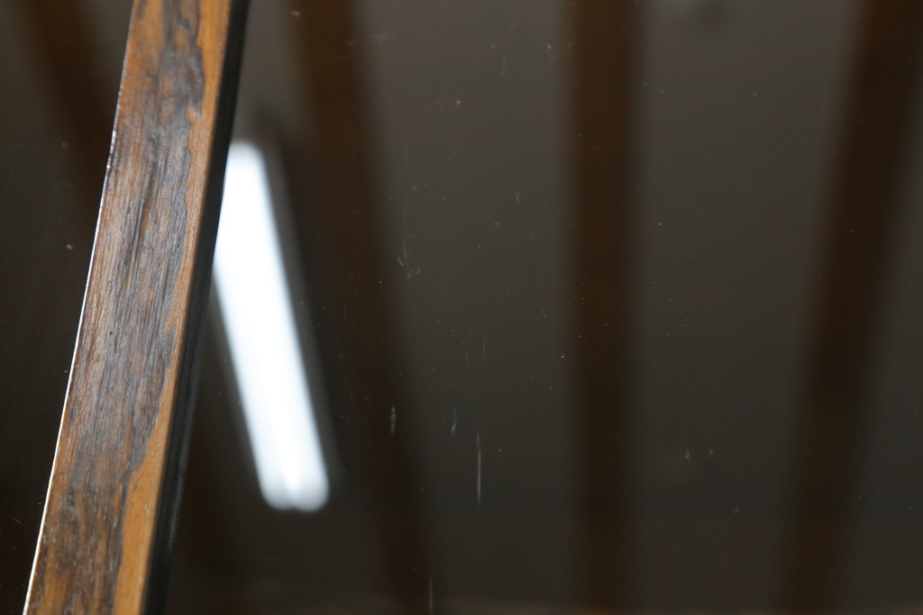 和製アンティーク　黒柿材　美しい木目が目を惹く茶箪笥(茶棚、食器棚、収納棚、戸棚、飾り棚、違い棚、キャビネット)(R-072814)