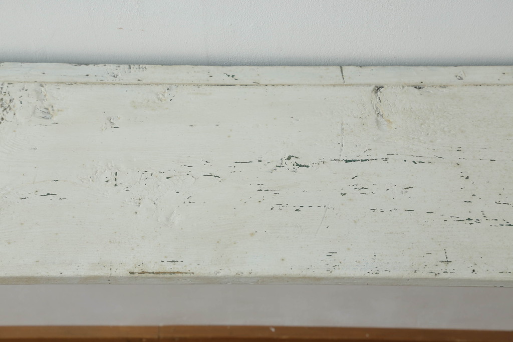 フランスアンティーク　古いペイントがレトロおしゃれなウォールラック(壁掛け飾り棚、吊り棚、ウォールシェルフ、ウッドシェルフ、木製ラック)(R-075683)