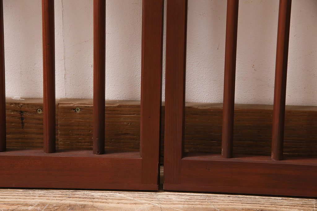 【セミオーダー家具実例】御簾戸4枚を上下に分けて8枚に分割。新たに引き手を取り付け。色合いもご希望に合わせて塗装しました。(建具、簾戸、簀戸、葭戸、夏障子、すど)