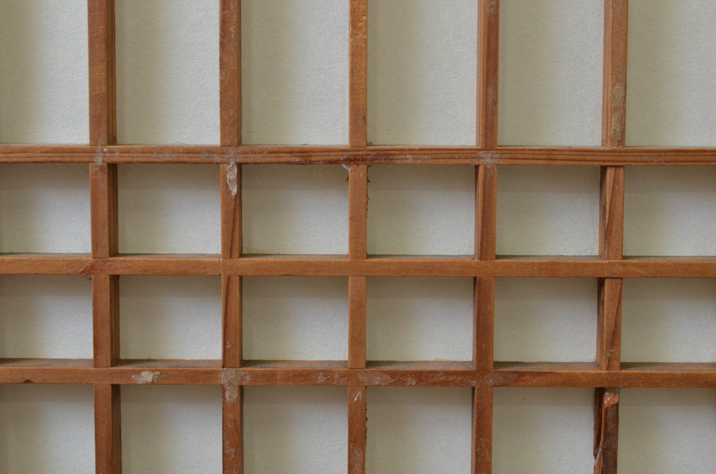 アンティーク建具　和の情緒を演出する幅広障子帯戸2枚セット(引き戸、板戸、障子戸、組子)(R-067525)