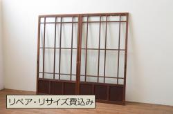 アンティーク建具　昭和初期　レトロ　細身の障子戸4枚セット(引き戸)(R-037041)