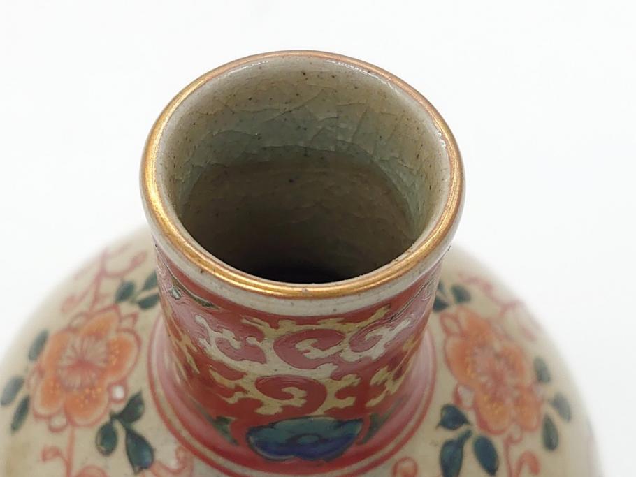 大正〜昭和初期　古代寫九谷焼　納賀花山　色絵　金彩　唐子図　花瓶2点セット(共箱付き、花山造、花山堂、花器、花入、和食器)(R-063078)