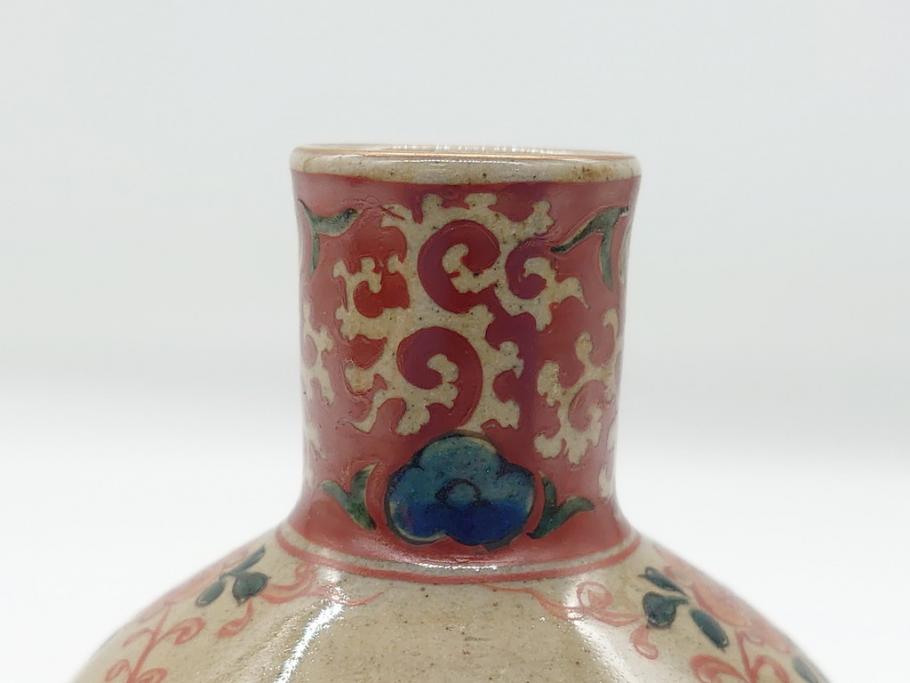 大正〜昭和初期　古代寫九谷焼　納賀花山　色絵　金彩　唐子図　花瓶2点セット(共箱付き、花山造、花山堂、花器、花入、和食器)(R-063078)