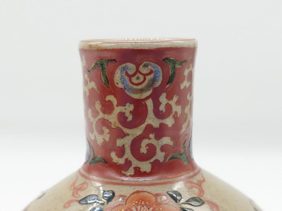 大正〜昭和初期　古代寫九谷焼　納賀花山　色絵　金彩　唐子図　花瓶2点セット(共箱付き、花山造、花山堂、花器、花入、和食器)(R-063078)