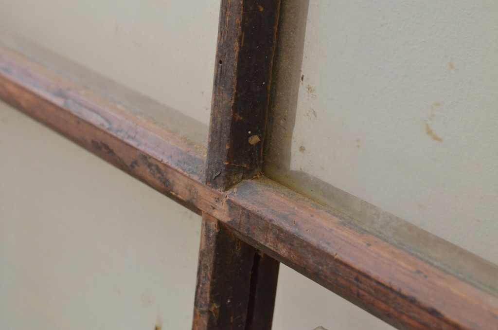 アンティーク建具　レトロな雰囲気づくりにおすすめのガラス窓4枚セット(ガラス戸、引き戸)(R-067576)