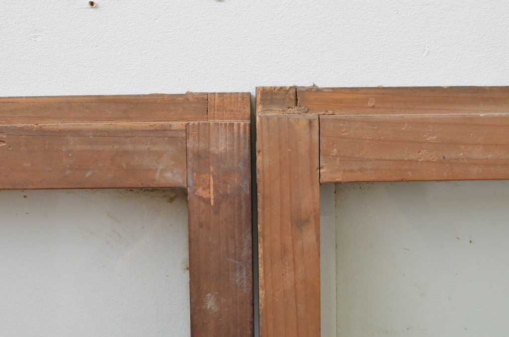 アンティーク建具　レトロな雰囲気づくりにおすすめのガラス窓4枚セット(ガラス戸、引き戸)(R-067576)