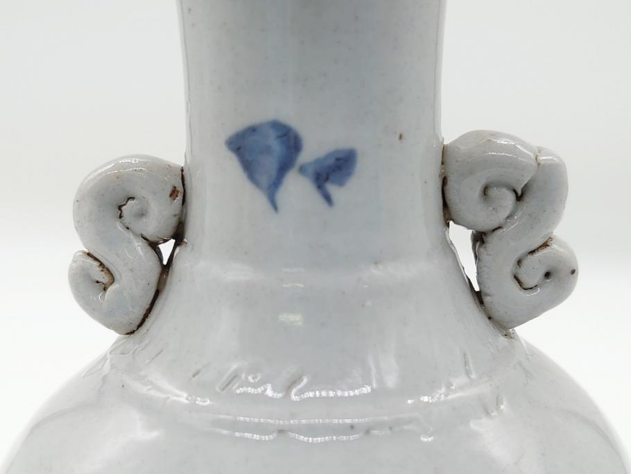 江戸期 古伊万里 染付 二耳花瓶(花入、花器)(R-063094