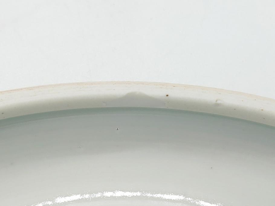 幕末 伊万里 染付 線描 草花文 丸 直径5.2寸 約16cm 三段重(重箱、陶器