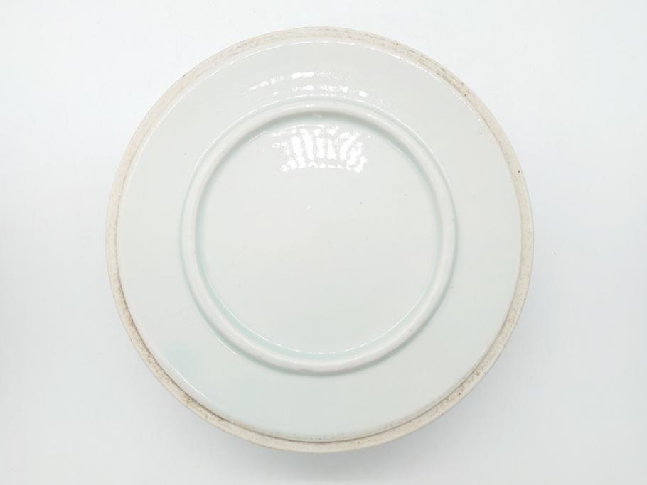 幕末 伊万里 染付 線描 草花文 丸 直径5.2寸 約16cm 三段重(重箱、陶器