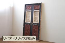 アンティーク建具　シンプルなデザインの障子入り引き戸1枚(板戸、障子戸、建具)(R-050558)