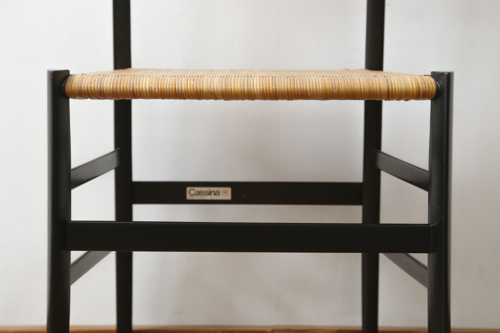 中古　Cassina(カッシーナ)　I MAESTRI COLLECTION(イ・マエストリ・コレクション)　Gio Ponti(ジオ・ポンティ)デザイン　699 SUPERLEGGERA(スーパーレジェーラ)　籐張り　アームレスチェア(ダイニングチェア、椅子、イス、いす)(R-077898)
