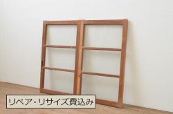 アンティーク建具　整然と並ぶ縦桟が美しい筬(オサ)欄間1枚(明り取り、明かり取り、オサランマ)(R-069323)