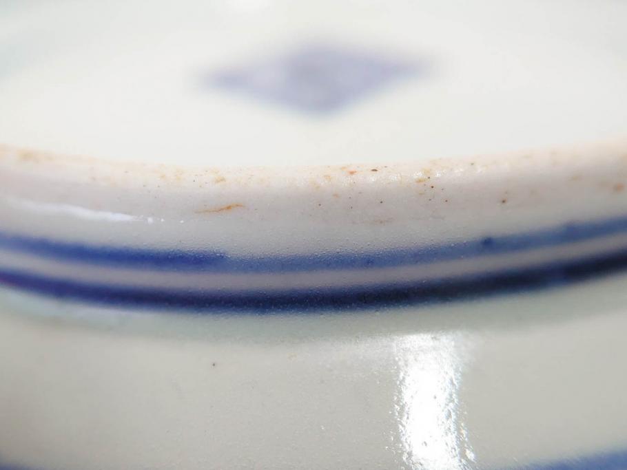 江戸期　古伊万里　染付　渦福　なます皿　4.7寸・4.9寸　お料理を華やかに引き立ててくれる皿6枚セット(花唐草、輪花皿、変形皿、小皿、豆皿、中皿、銘々皿、取り皿、和皿、和食器、四寸七分、四寸九分)(R-081679)