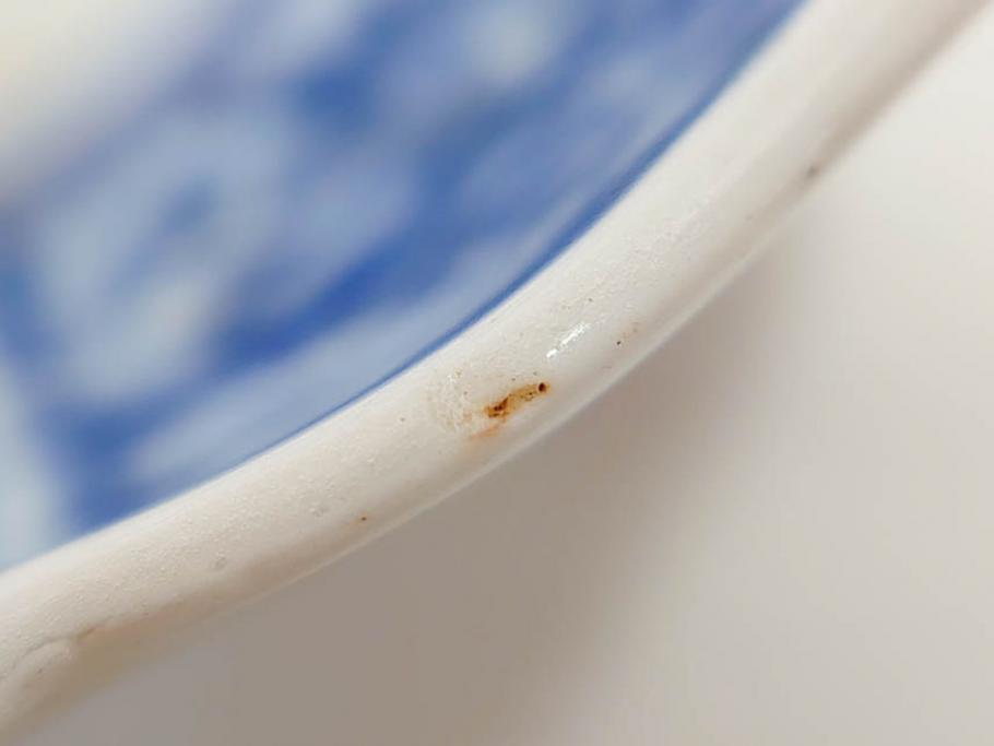 江戸期　古伊万里　染付　渦福　なます皿　4.7寸・4.9寸　お料理を華やかに引き立ててくれる皿6枚セット(花唐草、輪花皿、変形皿、小皿、豆皿、中皿、銘々皿、取り皿、和皿、和食器、四寸七分、四寸九分)(R-081679)