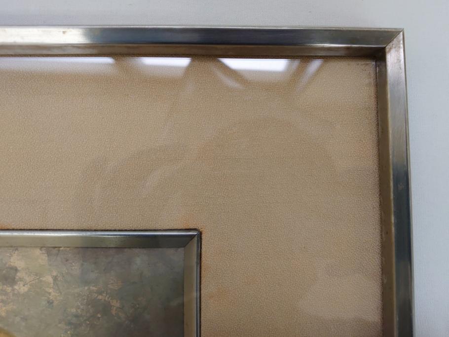金工家　海野建夫　木陰　彫金　ブロンズ　レリーフ(額装)(R-063186)
