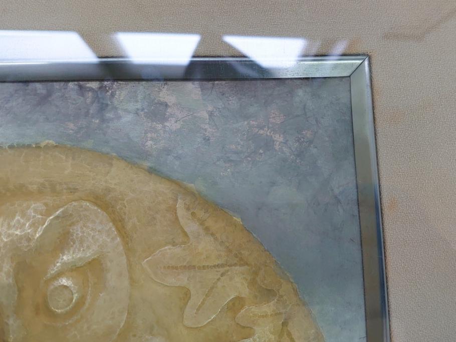 金工家　海野建夫　木陰　彫金　ブロンズ　レリーフ(額装)(R-063186)